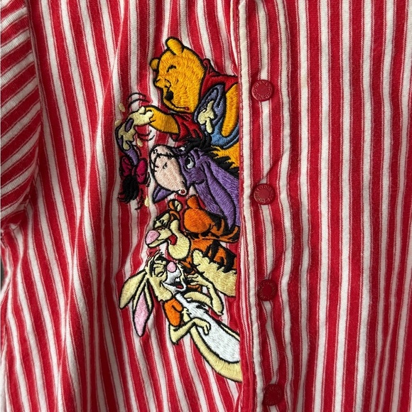 Vintage 90s Disney Store Winnie the Pooh Baby Romper onesie embroidered stripes - Picture 2 of 8